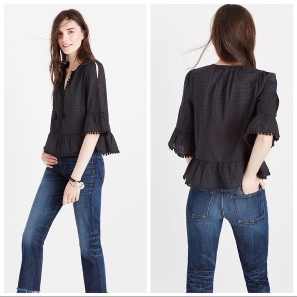 Madewell Peekaboo Pom-Pom Top Size M